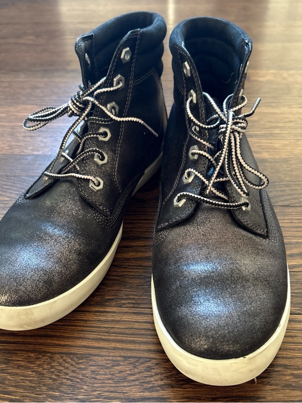 Timberland Bronze High-Top Combat Boots with White Sole